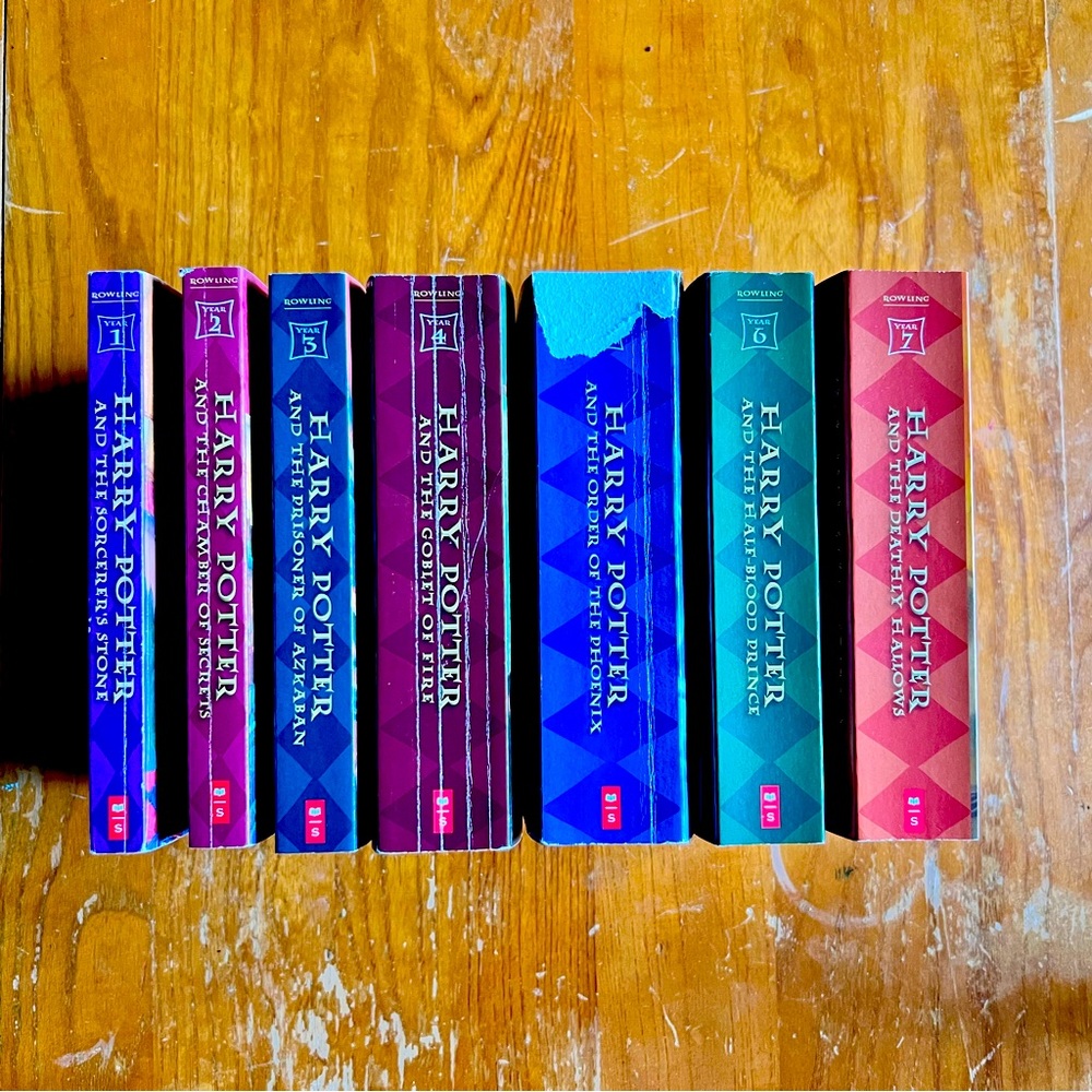 Harry Potter book series, softcover, used condition